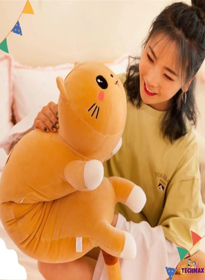 TechMax Solution وسادة رمي ناعمة على شكل قطة بنية من TechMax Solution - دمية قطة صغيرة طويلة مخملية محشوة من القطن، هدية رائعة للأطفال أو الصديقات - Image 5